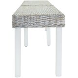  Klupa bijela 160x35x45 cm prirodni kubu ratan i masivno drvo mahagonij - Bijela | shoptok.hr