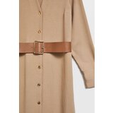 Marisse Beige Midi Dress With A Wide Belt | Eponuda.ba
