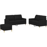  3-dijelni set sofa s jastucima crni od tkanine | shoptok.hr