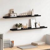  Zidne police za fotografije 2 kom crne 80 x 9 x 3 cm MDF | shoptok.hr