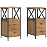Maison Chic Dvo delni komplet Nočne omarice - Nočne mize rjavi hrast 34x35,5x70 cm inženirski les, (21689013) | Shoptok.si