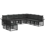  Set vanjskih sofa 10 pcs Crna i tamno siva Poliester | shoptok.hr