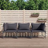 Maison Chic Seti vrtnega pohištva - Vrtna garnitura - Vrtni pohištvo set 3-delna z blazinami antracit poli ratan, (21809436) | Shoptok.si