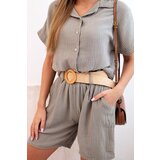 Kesi Women's muslin set with tied shirt and belted shorts fango | Shoptok.si
