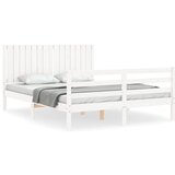 The Living Store Posteljni okvir z vzglavjem bel 160x200 cm trden les - Posteljni Okvir, (21527123) | Shoptok.si