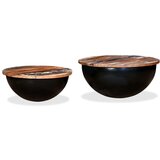  Set Stolića za Kavu 2 kom Masivno Obnovljeno Drvo Crni Oblik Zdjele | shoptok.hr