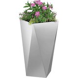 vidaXL Cvetlično korito srebrna 40 x 40 x 75 cm Cinkana jeklena | Shoptok.si