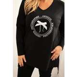 Kesi Women's blouse with a longer back and print black | Shoptok.si
