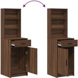  Set toaletnog stola od 3 dijela smeđeg hrasta od konstruiranog drva | shoptok.hr