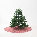 Linen Tales Rdeča lanena okrogla preproga za pod jelko ø 125 cm Red Gingham – Cene