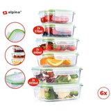 Alpina komplet posod za shranjevanje hrane, 6x posoda, stekl | Shoptok.si