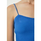  Women's Blue Corded Knitwear Crop Cardigan Suit | shoptok.hr