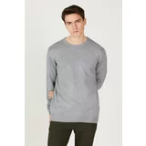 AC&Co / Altınyıldız Classics Men's Gray Melange Standard Fit Regular Fit Crew Neck Jacquard Knitwear Sweater