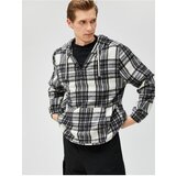Koton Checkered Hooded Sweatshirt Kangaroo Pocket Half Zipper | shoptok.hr