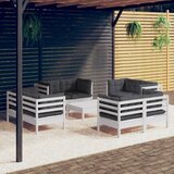  9-dijelna vrtna garnitura od borovine s antracit jastucima | shoptok.hr