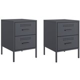 Maison Chic Dvo delni komplet Nočne omarice - Nočne mize antracit 36x39x50,5 cm jeklo, (21690453) | Shoptok.si