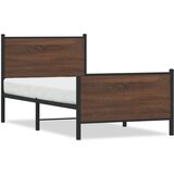  Metalni okvir kreveta bez madraca smeđi hrast 75x190 cm | shoptok.hr