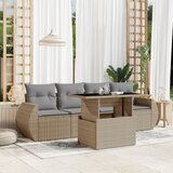 The Living Store Vrtna sedežna garnitura 5-delna z blazinami bež poli ratan - Vrtna Sedežna Garniture, (21480163) | Shoptok.si
