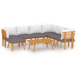 The Living Store Vrtna sedežna garnitura 8-delna z blazinami trden akacijev les - Vrtna Sedežna Garnitura, (21421728) | Shoptok.si