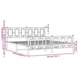  Metalni okvir kreveta uzglavlje i podnožje bijeli 183x213 cm | shoptok.hr
