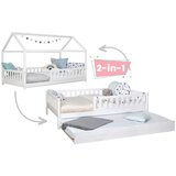 MID.YOU Raztegljiva Postelja Duo, 100x200, Bor, Bela, Masivno | Shoptok.si