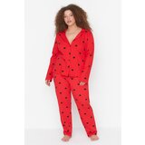 Trendyol Curve Red Heart Knitted Pajamas Set Cene