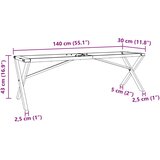  Noge za stolić za kavu s X-oblikom 140x30x43cm čelik | shoptok.hr