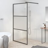 Pregrada za tuš 115 x 195 cm s napola mutnim staklom ESG crna | shoptok.hr