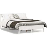vidaXL Posteljni okvir z vzglavjem bel 140x190 cm trdna borovina | Shoptok.si