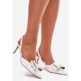 Boto Embellished Heels With Open Back And Bow White Nilandriela | Shoptok.si