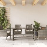  Vrtni stol sa staklenom pločom sivi 190x80x75 cm od poliratana | shoptok.hr