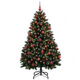  Umjetno božićno drvce zeleno s kuglicom 150 cm 150 LED lampica - Zeleno sa zamrznutim vrhovima Ø 80 x 150 cm sa 150 LED žaruljic | shoptok.hr