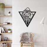 Wallxpert metalni zidni ukras 5205, geometrijska planina sa jelama u trouglu, 60 x 50 cm, crni | Eponuda.com