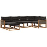 vidaXL Zunanja garnitura za sedenje z blazino 6 pcs Naravna in črna, (5000270370) | Shoptok.si