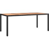  9-dijelni vrtni blagovaonski set s jastucima crni od poliratana Crna 190 x 90 x 75 cm | shoptok.hr