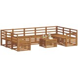  Set vanjskih sofa 10 kom. Prirodna Smeđa 59 x 59 x 37 cm | Shoptok.si