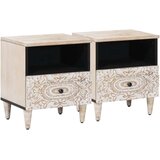  Ormar za krevet 2 pcs Bijelo 40 x 33 x 46 cm Čvrsto drvo manga - Bijelo 2 | shoptok.hr