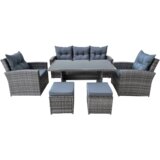 Molarem Home garnitura vrtnog namještaja (KAUČ, 2 STOLICE, 2 TABUREA, STOL) JASTUK - SIVA | shoptok.hr