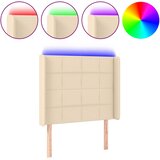vidaXL LED posteljno vzglavje krem 103x16x118/128 cm blago | Shoptok.si