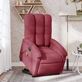 Maison Chic masažni naslanjač - Relax naslanjač s funkcijo vstajanja vinsko rdeče blago, (22061386) | Shoptok.si