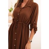 Kesi Włoski Dress with button closure and waist tie chocolate | shoptok.hr