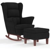 The Living Store Gugalni stol z lesenimi nogami in stolčkom črn žamet - Gugalni Stol S Stolčkom, (21495516) | Shoptok.si