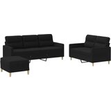  3-dijelni set sofa s jastucima crni od tkanine | shoptok.hr