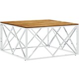 Maison Chic Klubska mizica - kavna mizica - Nizka mizica nerjaveče jeklo in trden akacijev les, (21754685) | Shoptok.si