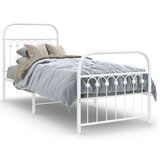vidaXL Kovinski posteljni okvir z vzglavjem in vznožjem bel 75x190 cm | Shoptok.si