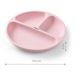 BabyOno silikonski okrugli tanjur s odjeljcima i vakuumom 6 m+, roza | shoptok.hr