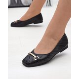 Resti Black women's openwork ballerinas with gold ornament Serilla- Footwear | Shoptok.si
