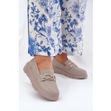 VINCEZA Ladies Leather Moccasins with Golden Detail Ciemnobeżowe 88007 | shoptok.hr