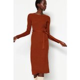 Trendyol Tile Midi Sweater Dress With Belt Detail cene