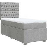 vidaXL Box spring postelja z vzmetnico svetlo siv 100x200 cm blago | Shoptok.si